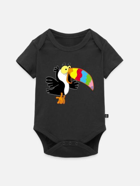 Vogel und mehrfarbiger Schnabel - Baby Premium Kurzarmbody - Schwarz