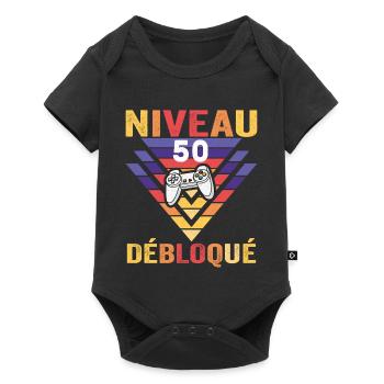 Level 50 Unlocked 50 Years Gamer Funny Geek Gift - Baby Premium short-sleeve bodysuit - black - Front