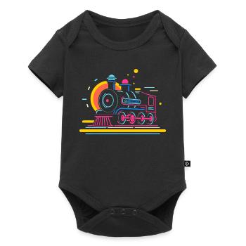 Caricature ferroviaire - Body à manches courtes Premium Bébé - noir - Devant