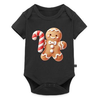 Joyeux bonhomme en pain d’épice avec canne à sucre - Body à manches courtes Premium Bébé - noir - Devant
