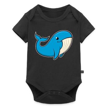 Cheerful image of a blue whale - Baby Premium short-sleeve bodysuit - black - Front