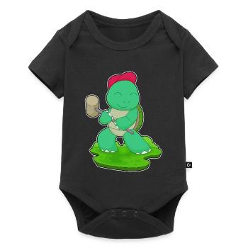 Schildkröte Handwerker Hammer Handwerk - Baby Premium Kurzarmbody - Schwarz - Vorne