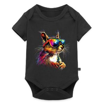 Squirrel Headphones Colorful Pop Art DJ Squirrel - Baby Premium short-sleeve bodysuit - black - Front