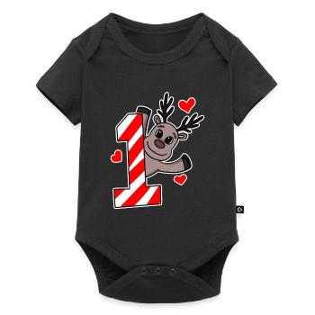Renne bébé de 1 an - Body à manches courtes Premium Bébé - noir - Devant