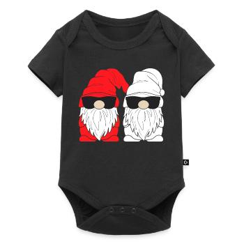 Doppel Santa Gnome Sonnenbrille - Baby Premium Kurzarmbody - Schwarz - Vorne