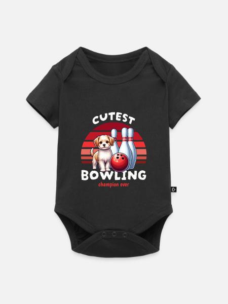 Hunde Bowling - Baby Premium Kurzarmbody - Schwarz