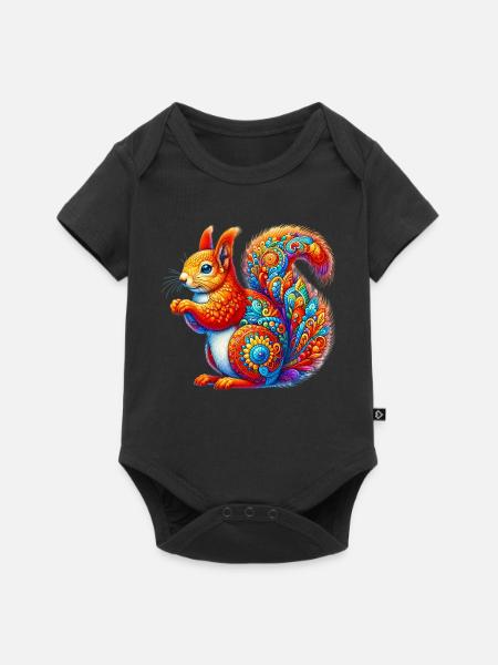 Eichhörnchen - Baby Premium Kurzarmbody - Schwarz