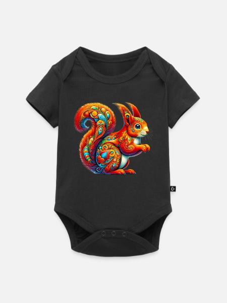Eichhörnchen - Baby Premium Kurzarmbody - Schwarz