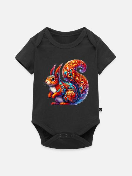 Eichhörnchen - Baby Premium Kurzarmbody - Schwarz