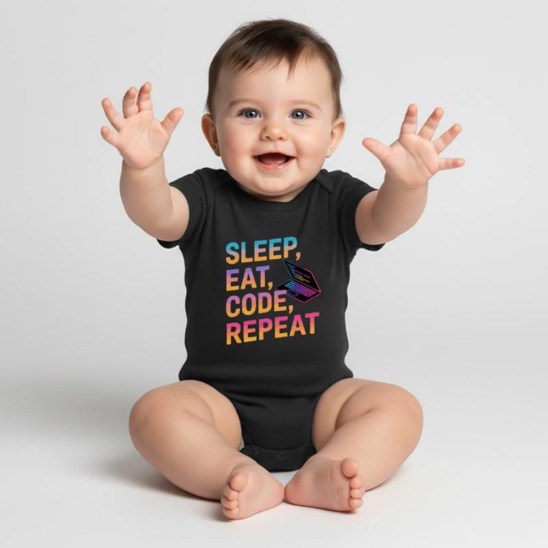 Dormir, manger, coder, répéter Body à manches courtes Premium Bébé