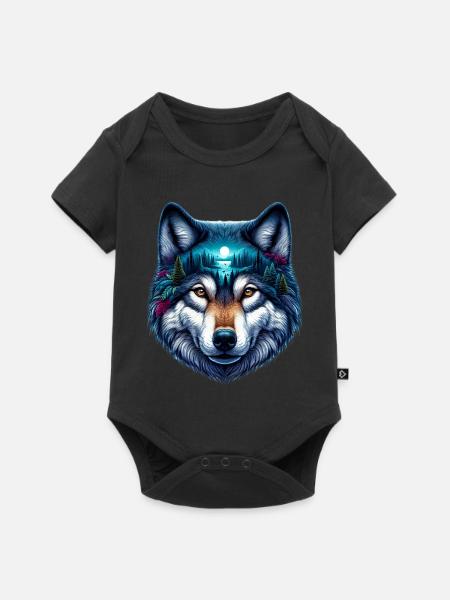 Wolf - Baby Premium Kurzarmbody - Schwarz
