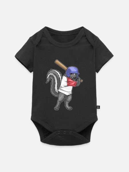 Stinktier Baseball Baseballschläger - Baby Premium Kurzarmbody - Schwarz