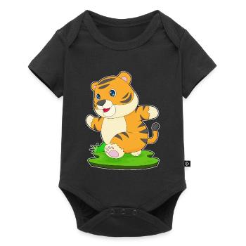 Tiger Jogger Joggen Sport - Baby Premium Kurzarmbody - Schwarz - Vorne
