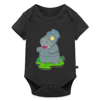 Nilpferd Halloween Zombie - Baby Premium Kurzarmbody - Schwarz - Vorne