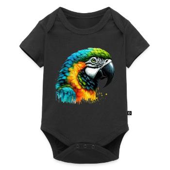 Papagei - Baby Premium Kurzarmbody - Schwarz - Vorne