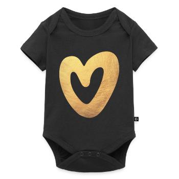 Yoga Coeur Amour Or Noël Symbole Amour Luxe - Body à manches courtes Premium Bébé - noir - Devant