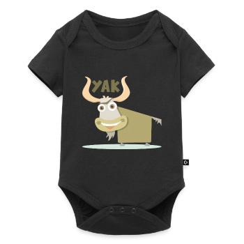 Cheerful and colorful illustration of a yak - Baby Premium short-sleeve bodysuit - black - Front