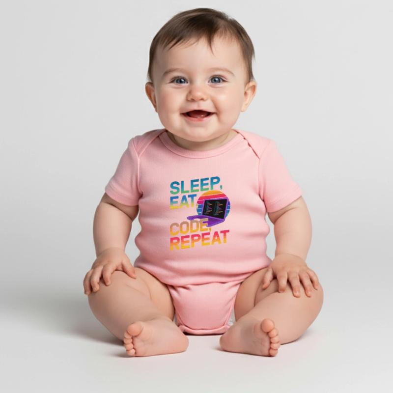 Sleep Eat Code Repeat Gift pour Coder Body à manches courtes Premium Bébé