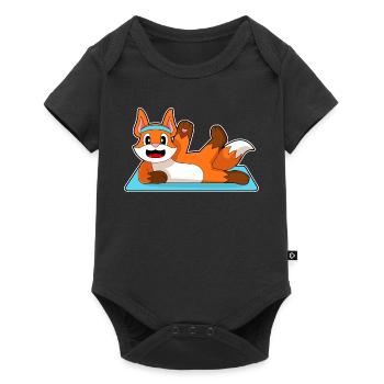 Fuchs Yoga Fitness Gymnastik - Baby Premium Kurzarmbody - Schwarz - Vorne