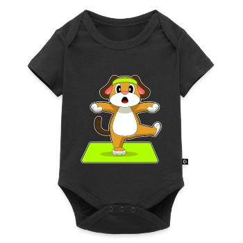 Hund Yoga Fitness Gymnastik - Baby Premium Kurzarmbody - Schwarz - Vorne