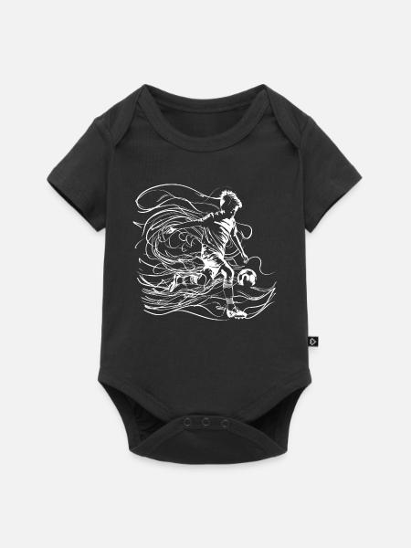 Fußball Junge Zeichnung - Baby Premium Kurzarmbody - Schwarz