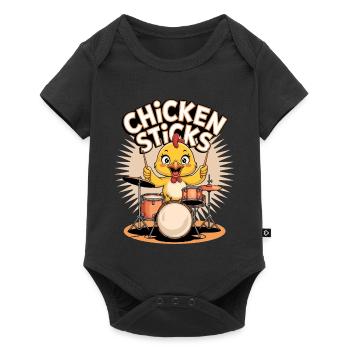Drôle de poulet sur des tambours avec des pilons - Body à manches courtes Premium Bébé - noir - Devant