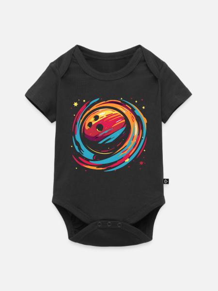 Retro Bowlingkugel - Baby Premium Kurzarmbody - Schwarz