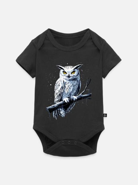 Eule Schleiereule Kauz Uhu Owl Süße Eulen - Baby Premium Kurzarmbody - Schwarz