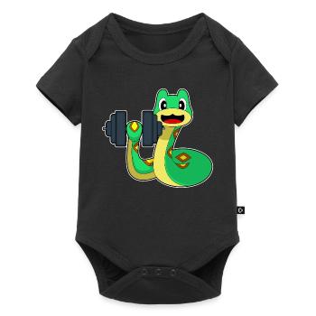 Snake Bodybuilder Dumbbell Bodybuilding - Baby Premium short-sleeve bodysuit - black - Front