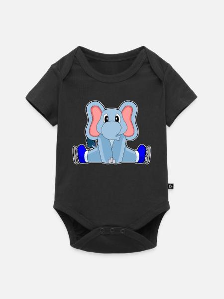 Elefant Eislaufen Schlittschuhe - Baby Premium Kurzarmbody - Schwarz