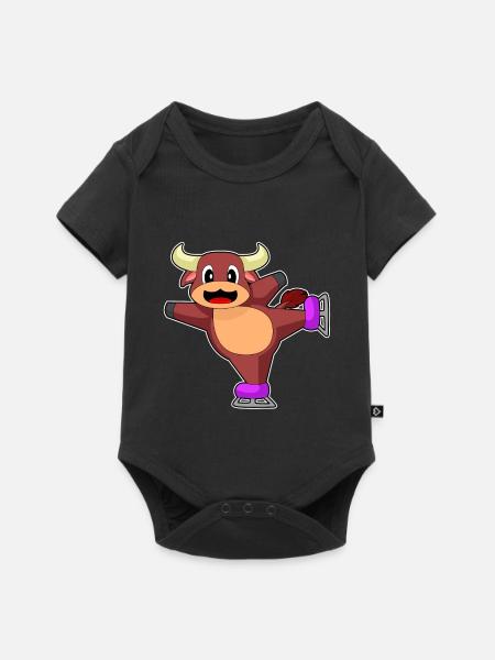 Stier Eislaufen Schlittschuhe - Baby Premium Kurzarmbody - Schwarz