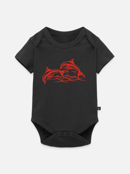 Rote Delfine - Baby Premium Kurzarmbody - Schwarz