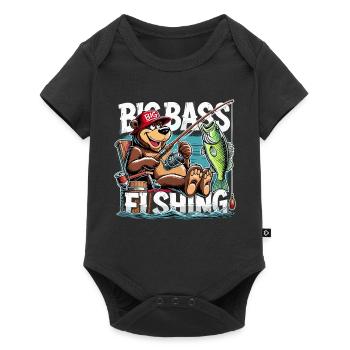 Fishing Big Perch Fishing Bear Angler Gift - Baby Premium short-sleeve bodysuit - black - Front