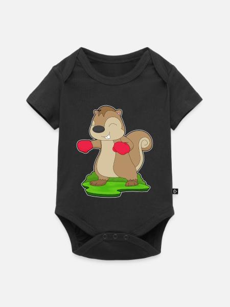 Eichhörnchen Boxer Boxhandschuhe Boxen - Baby Premium Kurzarmbody - Schwarz