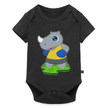 Nashorn Boxer Boxhandschuhe Boxen - Baby Premium Kurzarmbody - Schwarz - Vorne