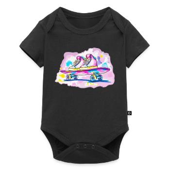 Skateboard with shoes - Baby Premium short-sleeve bodysuit - black - Front