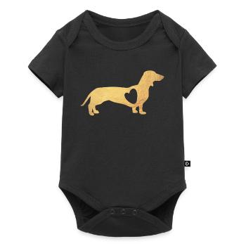 Coeur Teckel Or Chien Amour Fan Walkie Wauwau Amour - Body à manches courtes Premium Bébé - noir - Devant