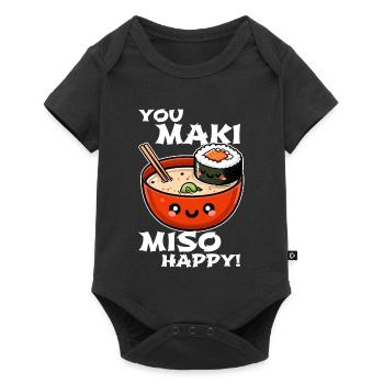 You Maki Miso Happy – Fun Sushi Design - Body à manches courtes Premium Bébé - noir - Devant