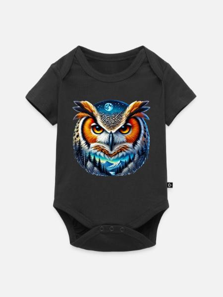 Eule - Baby Premium Kurzarmbody - Schwarz