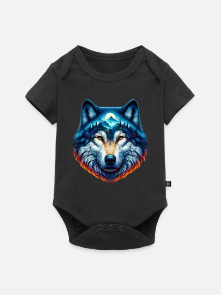 Wolf - Baby Premium Kurzarmbody - Schwarz