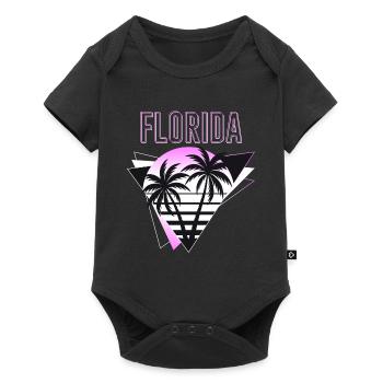 Floride États-Unis Miami Amérique Été Palmiers Néon Coloré - Body à manches courtes Premium Bébé - noir - Devant