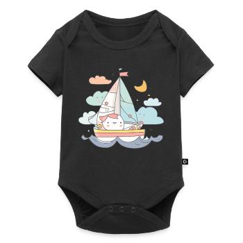 Style de bande dessinée sur la voile - Body à manches courtes Premium Bébé - noir - Devant