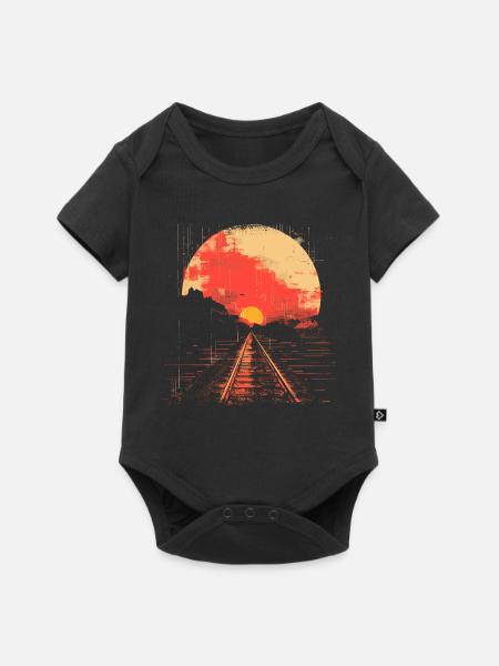 Eisenbahn Illustration - Baby Premium Kurzarmbody - Schwarz
