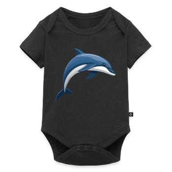 Dauphin sautant bleu et blanc - Body à manches courtes Premium Bébé - noir - Devant