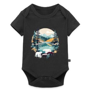 Ours polaire Faune Nature animale Plein air Couleurs - Body à manches courtes Premium Bébé - noir - Devant