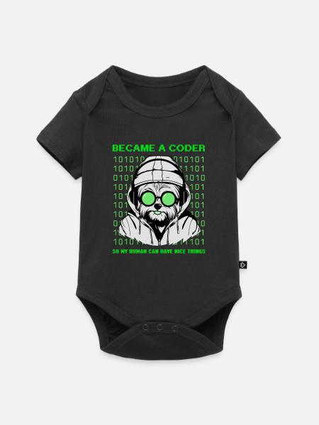 Became a Coder – Hacker Dog Binary Look - Baby Premium Kurzarmbody - Schwarz