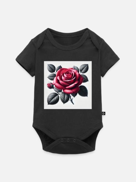 Rote Rose - Baby Premium Kurzarmbody - Schwarz