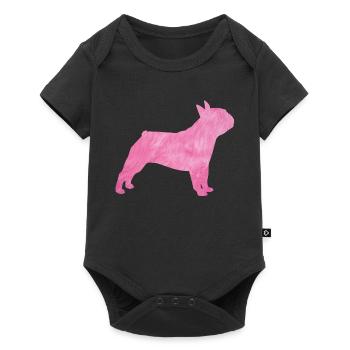 Carlin Chien à fourrure duveteuse Maître Maîtresse rose - Body à manches courtes Premium Bébé - noir - Devant