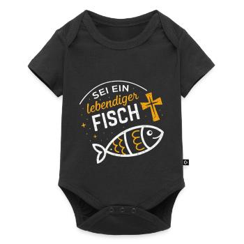 Lebendiger Fisch Zitat Illustration - Baby Premium Kurzarmbody - Schwarz - Vorne