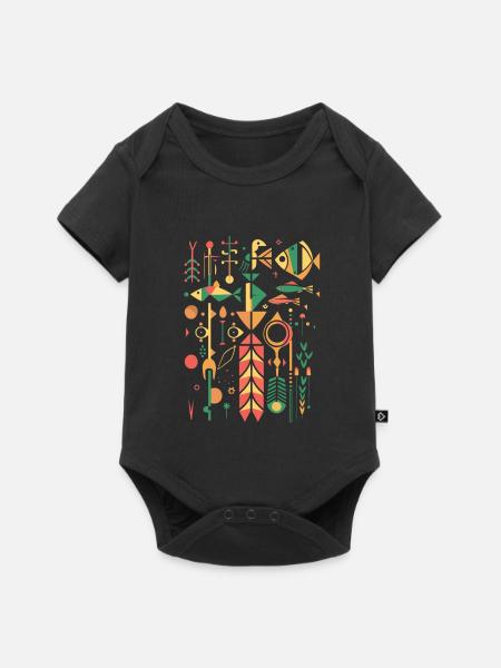 Lustiges Fischen - Baby Premium Kurzarmbody - Schwarz